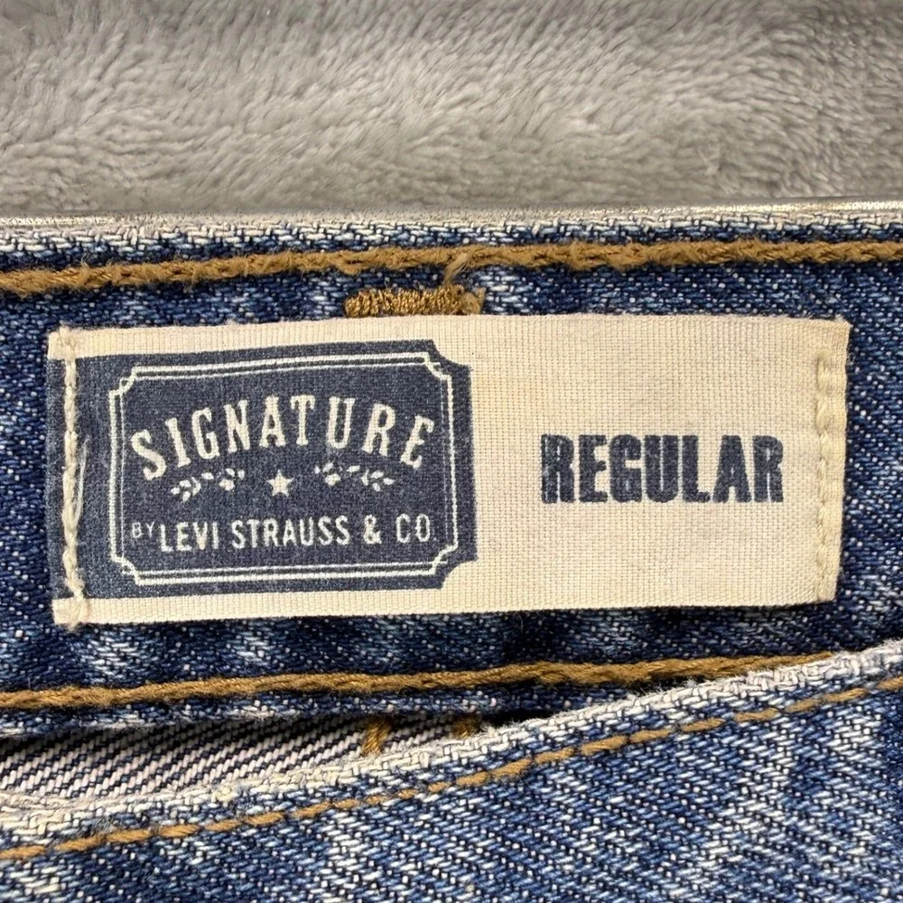 Signature by Levi Strauss & Co Mens Regular Fit Blue Jeans W40 L32 Medium Wash